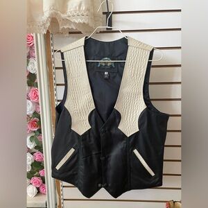 Men's Crocodile Genuine Leather Vest Western Style White